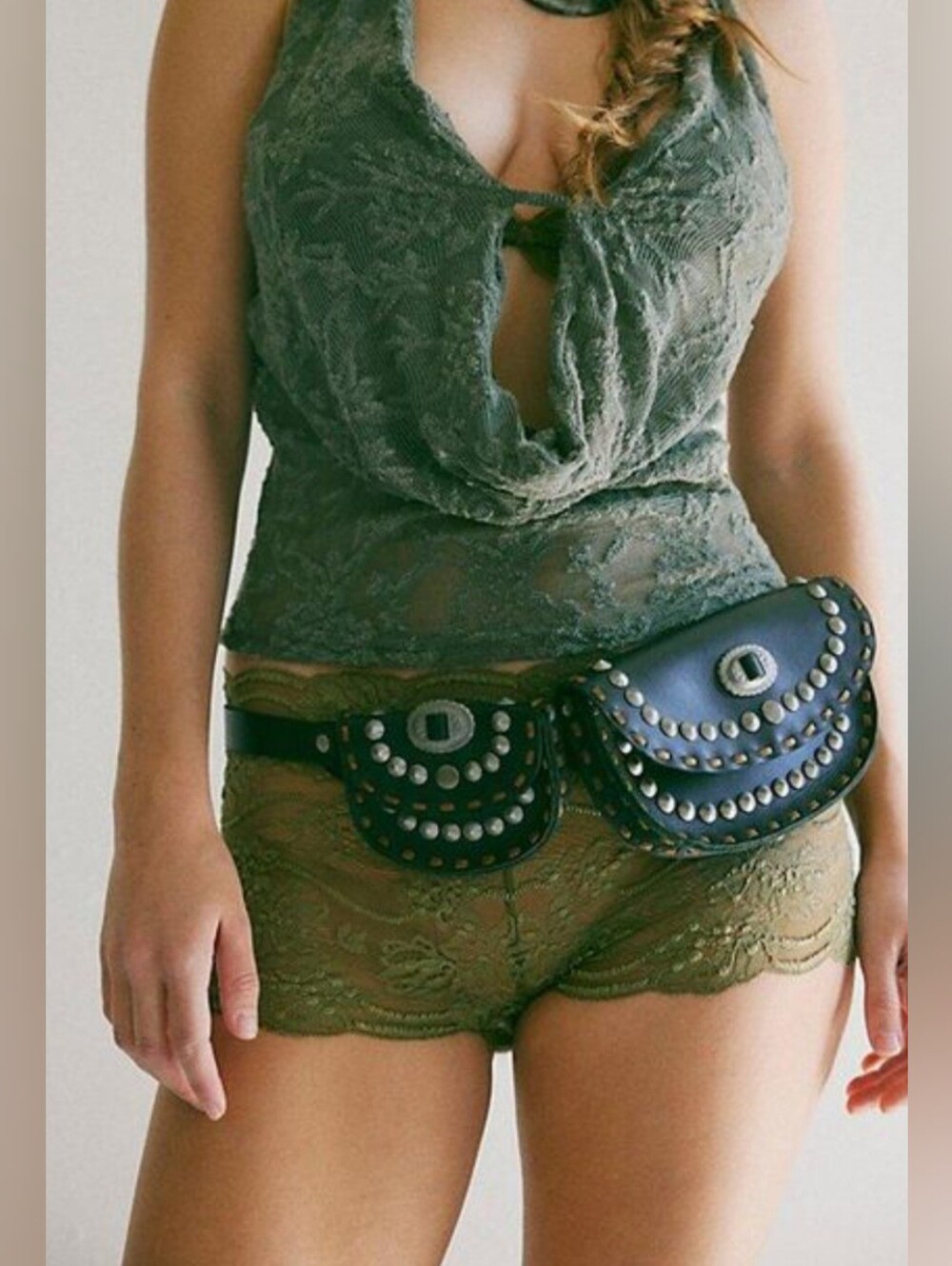 Free People Luck Stars Leather Pocket Western Inspired Belt